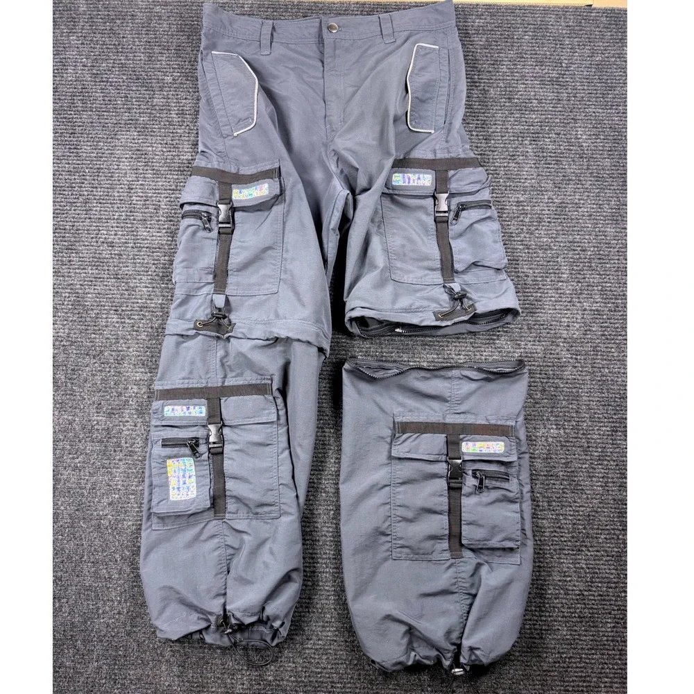 Flower of Life by Pleiadian Grey Nylon Convertible Cargo Pants Shorts Mens XL